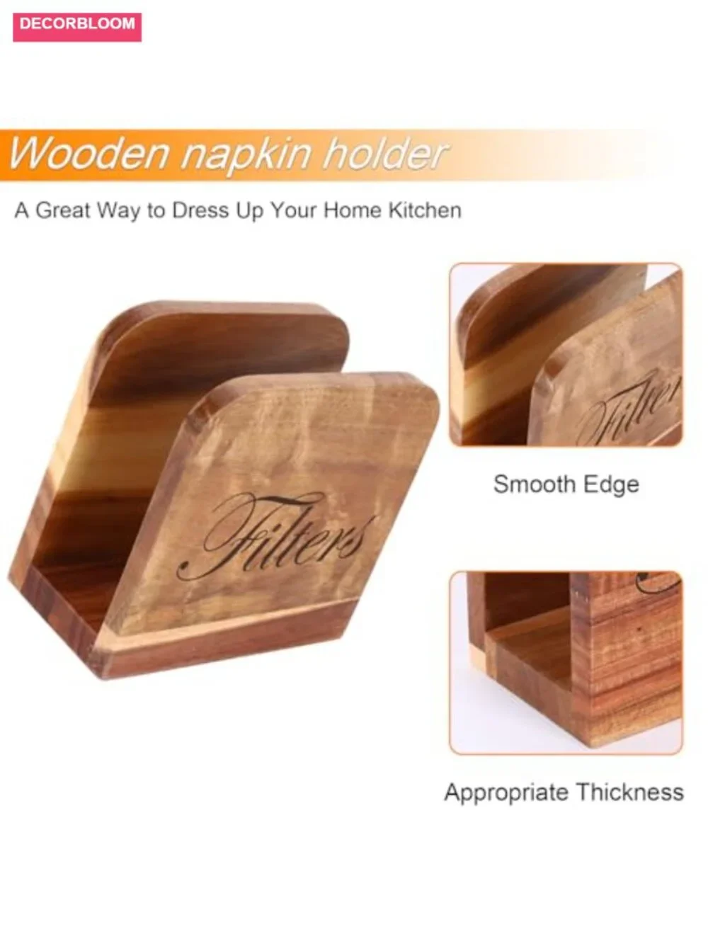Wooden Coffee Filter Holder with Stand, Farmhouse Kitchen Counter Organizer,